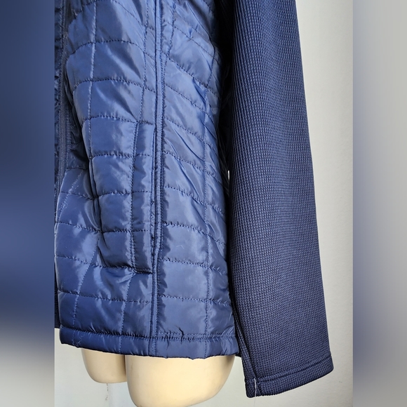 ๐๏ธ๐ท Reebok Poly Woven Quilted full zipped hooded Jacket - Navy Blue - Medium - Picture 13 of 16